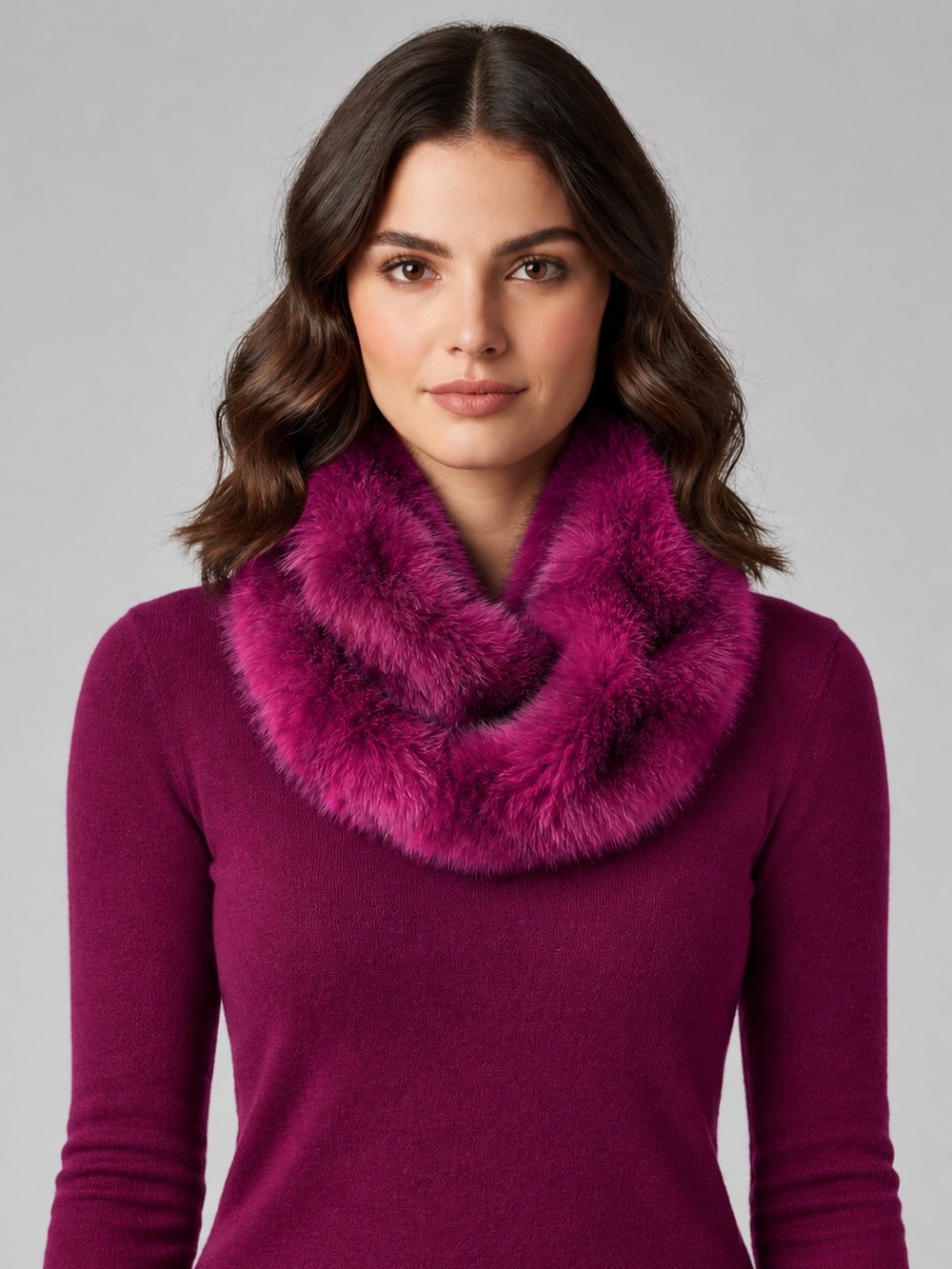 Steve Madden Women's, Faux-Fur Plush Infinity Scarf, purple faux fur neck wrap